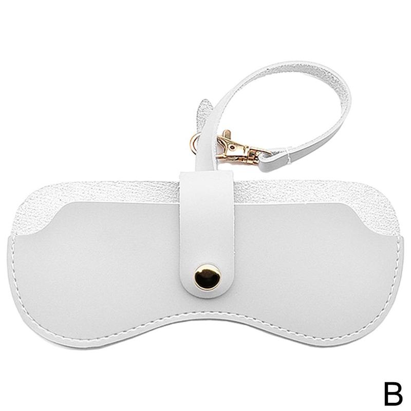 Portable PU Leather Snap Glasses Case Glasses Container Cover Ultra-thin Glasses Case Unglasses Eye Box Storage: One-size-white