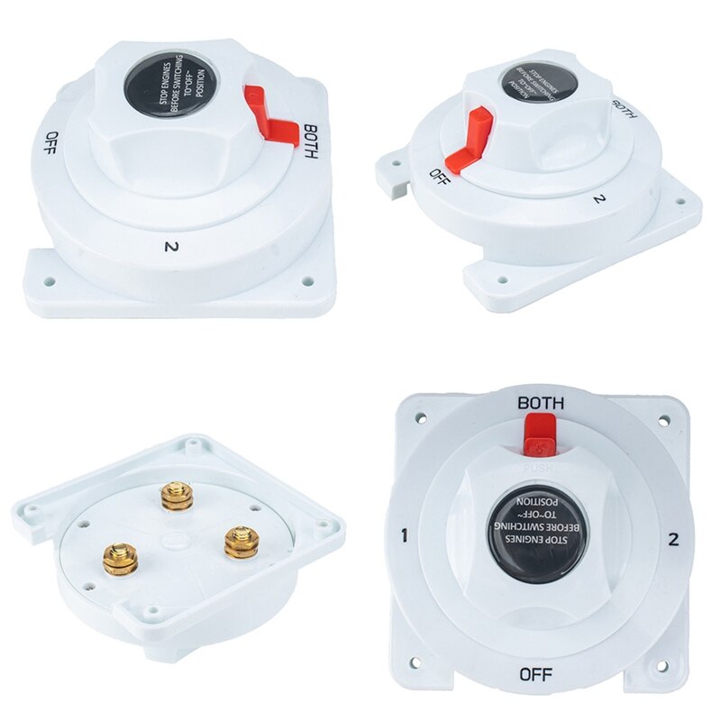 Interruptor de batería de barco marino de distribución blanca de 12-36V, interruptor Selector de batería doble marina para Motor de barco RV