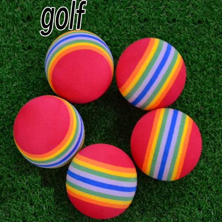 10Pcs Rainbow Stripe EVA Foam Sponge Golf Tennis Ball Practice Training