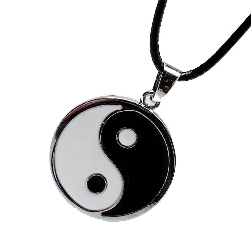 Wit Zwart Emaille Roestvrij Staal Yin Yang Hanger Ketting Met Gratis Ketting