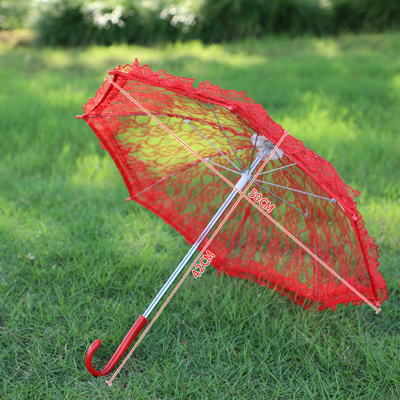 50/60cm Holzgriff Spitze Handwerk Regenschirm Promi schwarz Spitze Regenschirm Sonnenschirm Hochzeit Fotografie Braut Regenschirm Dekor: Marine