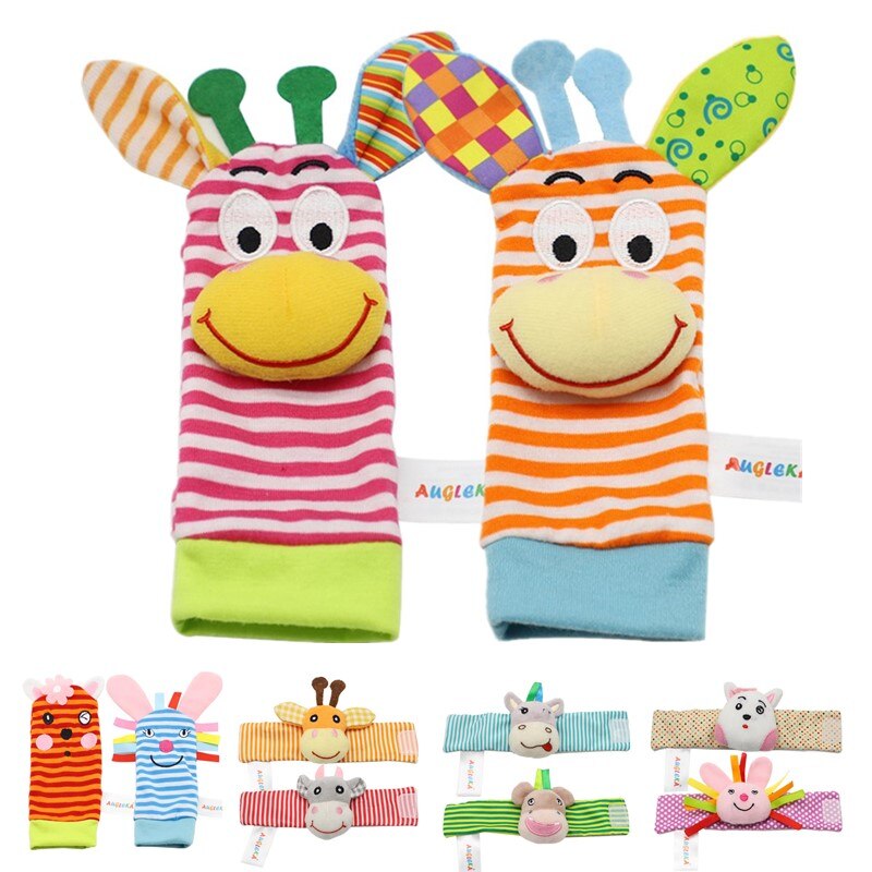 1 Stuks Kalf Stok Ring Baby Rammelaar Speelgoed Tuin Bug Pols Rattle And Foot Sokken Dier Leuke Cartoon Baby Sokken rammelaar Speelgoed