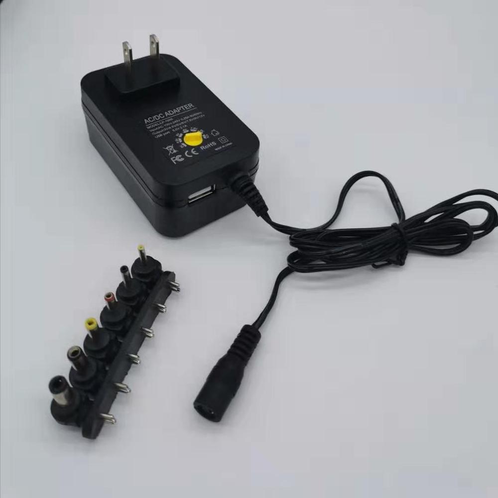 100-240V TO 3V,4.5V,5V,6V,7.5V,9V,12V 30W Universal Adjustable AC/DC Charger Adapter Switching Power Supply +5V USB Port: US