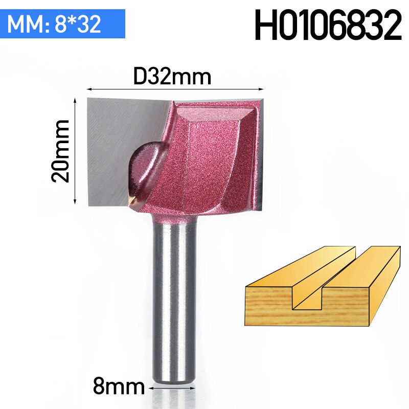 Huhao 1Pc Schacht 8Mm Cnc Reinigen Bodem Router Bit Houtbewerking Gereedschap Bits Voor Hout Dubbele Fluit Carbide Getipt endmill: 8x32mm