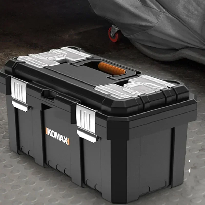 Caja de herramientas de doble capa, a prueba de golpes, impermeable, estuche rígido extraíble, cajas de almacenamiento para destornilladores, caja de herramientas de plástico rígido anticaída