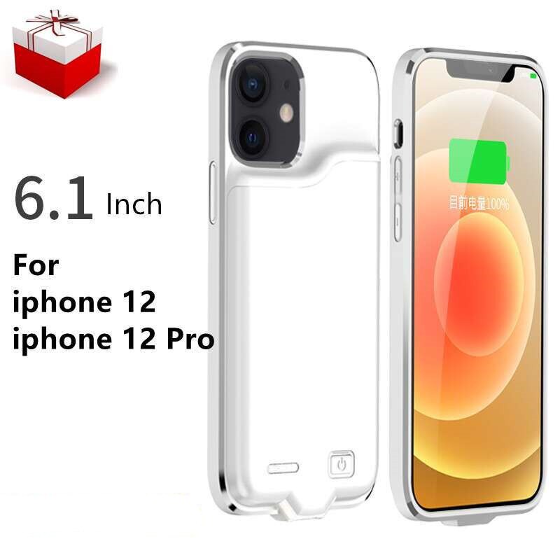 Funda con cargador de batería para iphone 12 Pro, carcasa fina con cargador inteligente, funda con batería para iphone 12 Mini 12 Pro Max: white-12 12pro