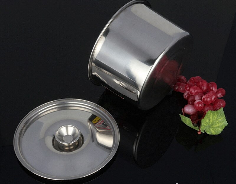Olla de salsa inoxidable no magnética con tapa gruesa, cilindro de condimentos, taza para estofado de huevos