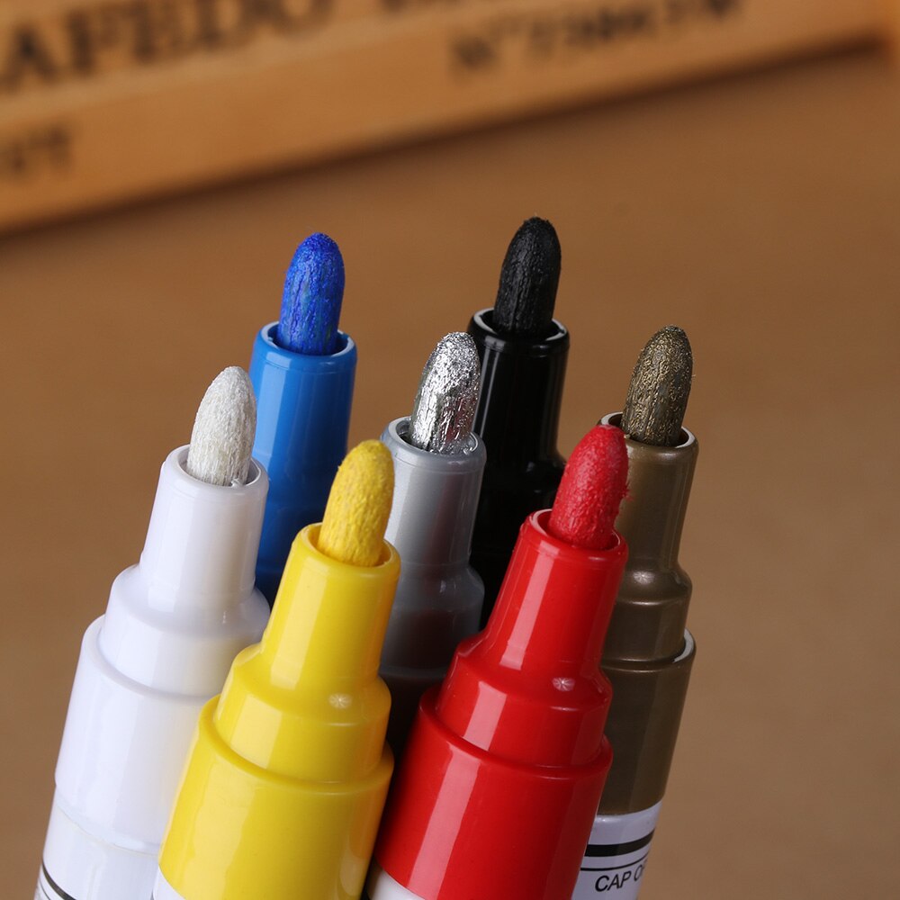 7 farben Universelle Wasserdichte dauerhaft Farbe Marker Stift Auto Reifenprofil Gummi Metall Graffiti Fettige Filzstift