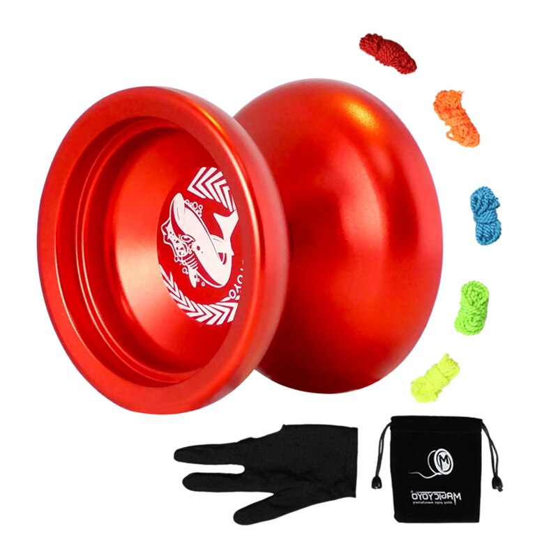 MAGICYOYO N12 Shark Honor Yoyo Unresponsive Yoyo Aluminum Alloy Long Time Spinning Yoyo with Yoyo Strings: Red