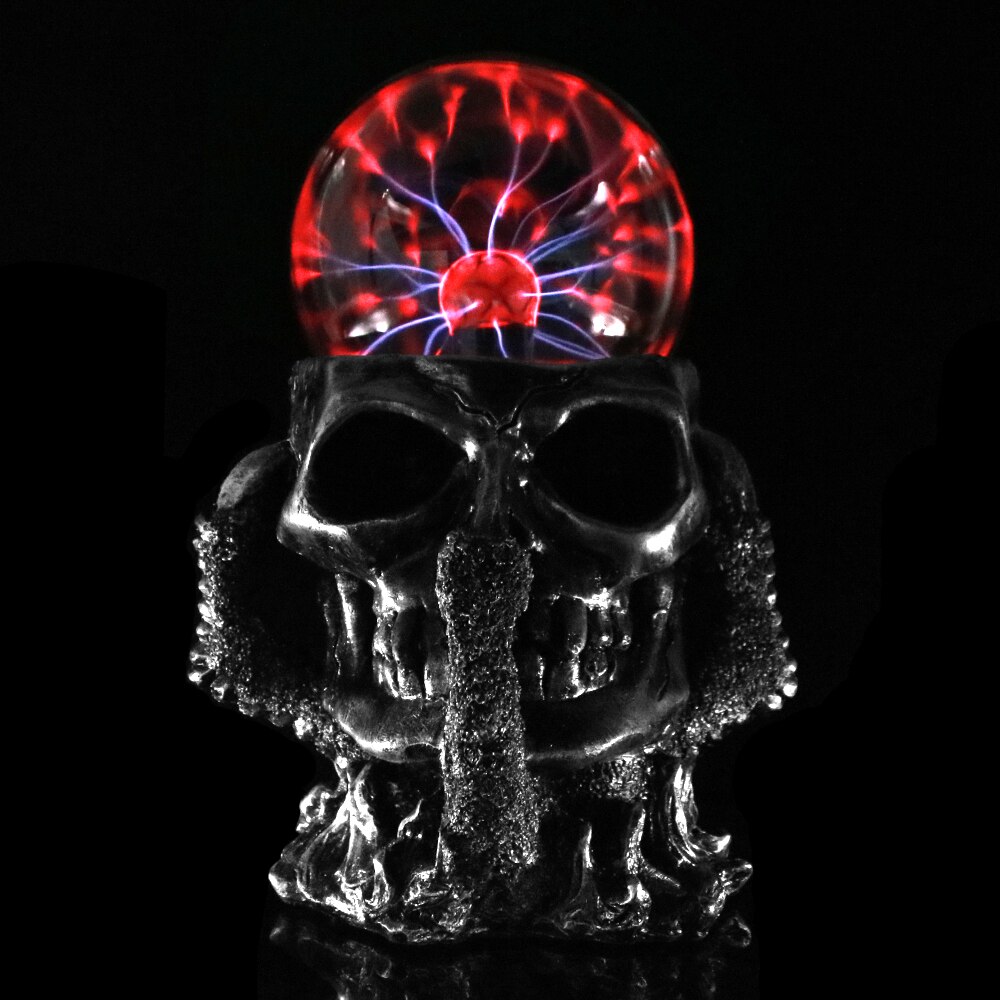 Black Skull Hand Tesla Glass Plasma Ball Resin Lighting Lamp Party magical Party Magical Ball Electrostatic Falshing Ball