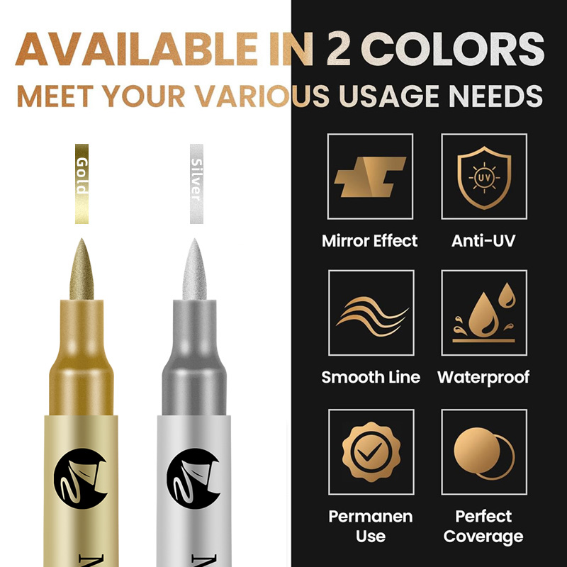 1/2/6/12 Stuks Art Markers Goud/Sliver 1-4MM Pen Tip Hervulbare Inkt Waterdicht voor Schilderen Wielnaaf Kleur Reparatie Schoolbenodigdheden
