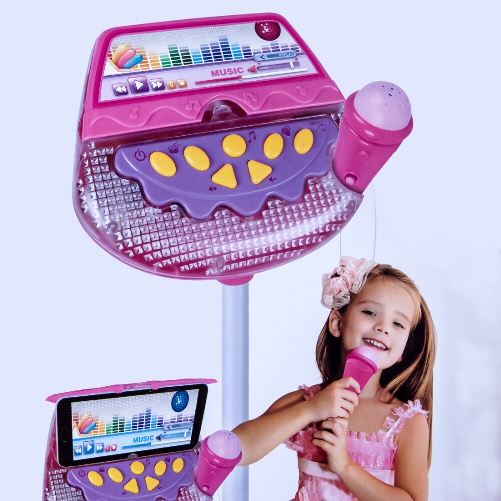Børn mikrofon musikalsk legetøj karaoke maskine synger legetøj med  mp3 mikrofoner disco blinkende lys kid sjov jul