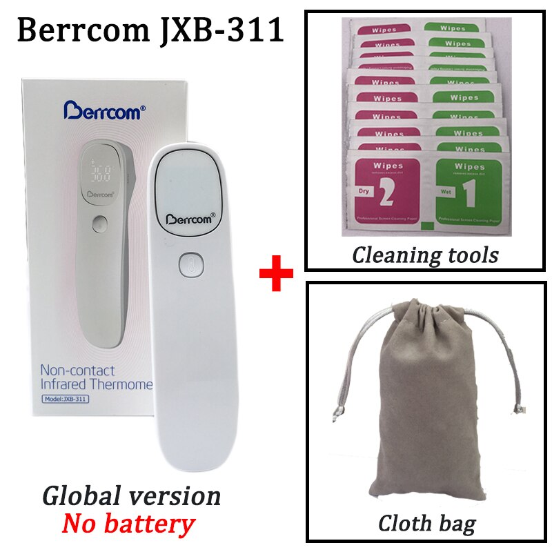 Berrcom Thermometer Accurate Digital Fever Infrared Clinical Thermometer Non Contact Measurement LED Shown: global bag n tools