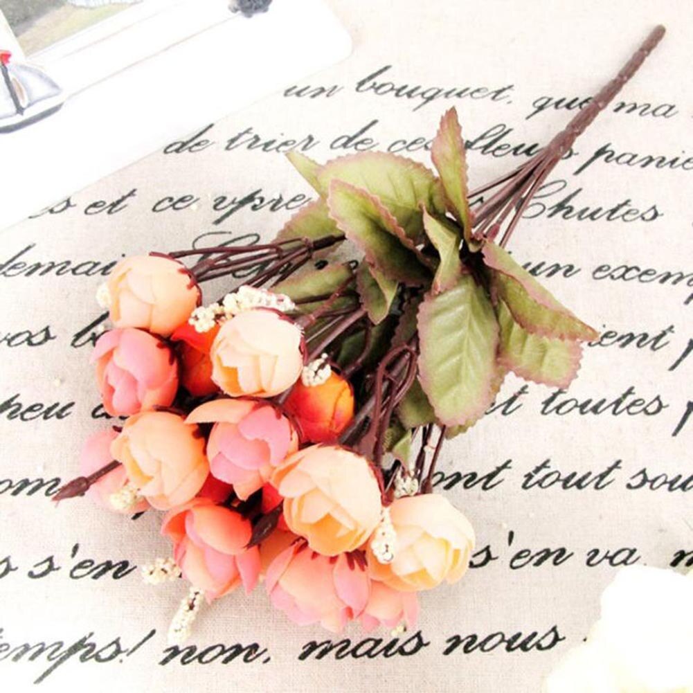 Flores de rosas de seda artificiales para el hogar 18 cabezas de flores Camelia decoración de ramo de peonía