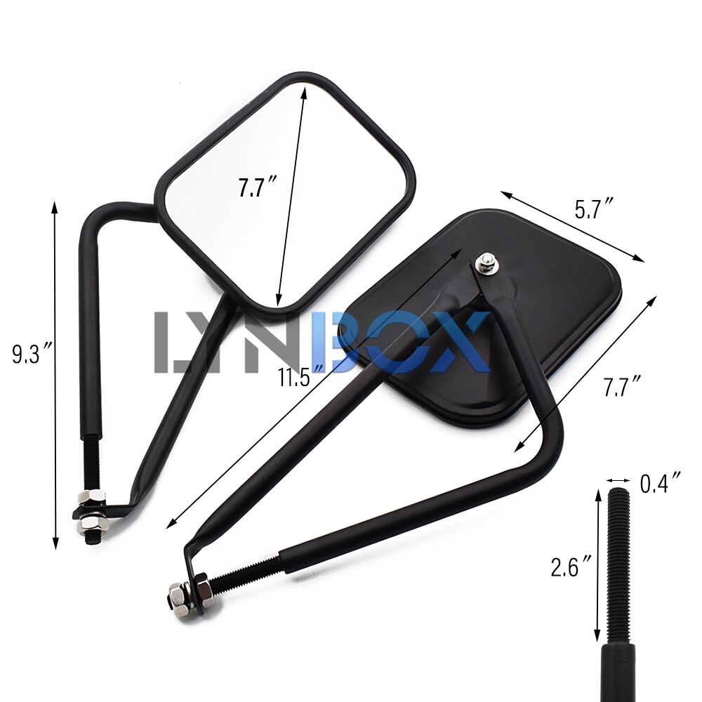 Rétroviseur pour Jeep Wrangler YJ JK CJ brouilleur TJ Tuning sans porte carré vue latérale aventure Safari miroirs accessoires