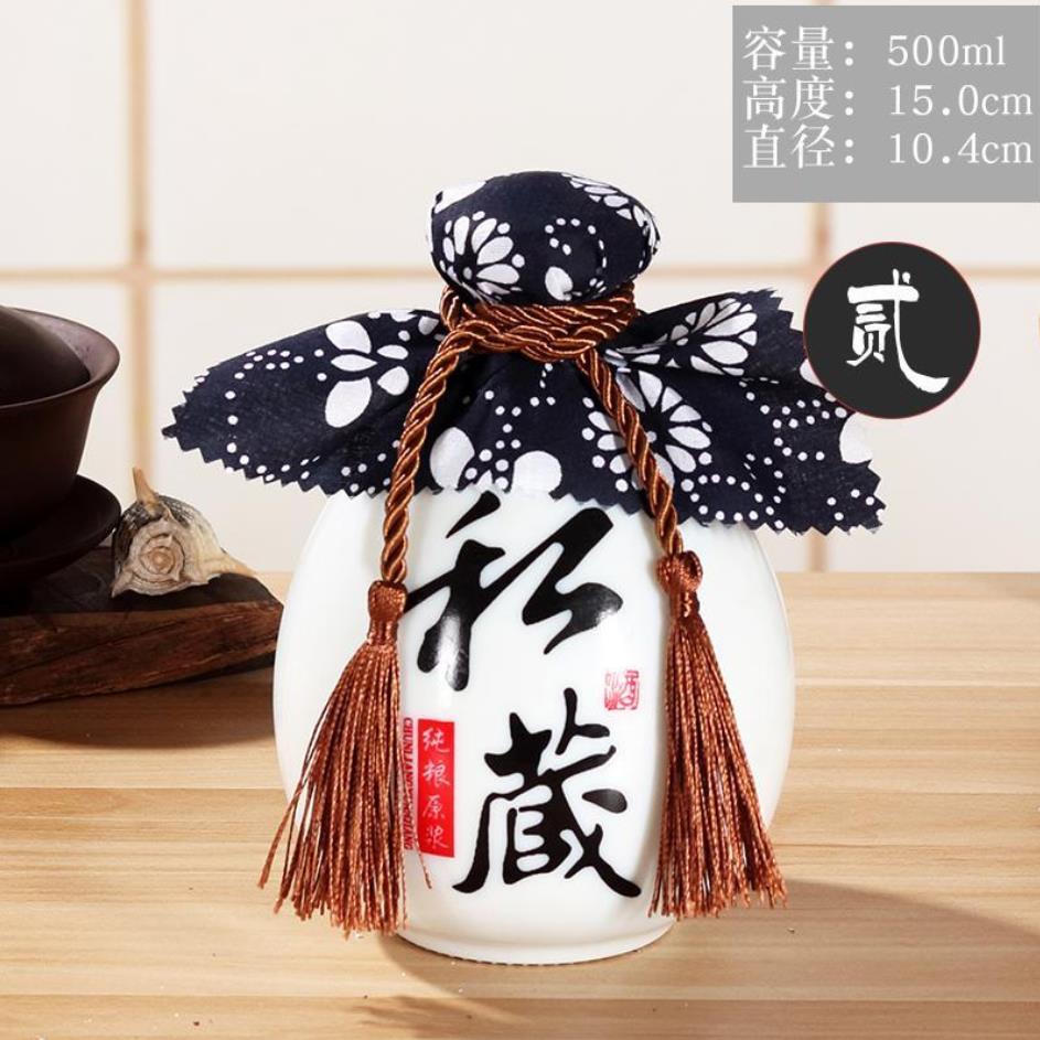 500ml retro vinflaske samling indsamle keramik kinesisk stil tom vinflaske selvbrygget gem flaske dækning  e0948: 7