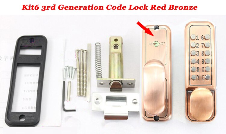 Mechanical Digital Door Lock keypad Code Keyless push button Passage mode Home Entry Lock Lawn /Wooden/Iron Door Gate opener: Kit6