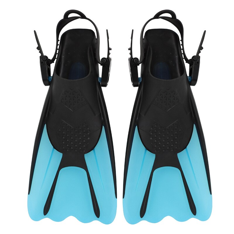Adjustable Swim Flippers Snorkeling Silicone Adult Flexible Comfort Open Short fins For Training Diving Equipment: Blue / S