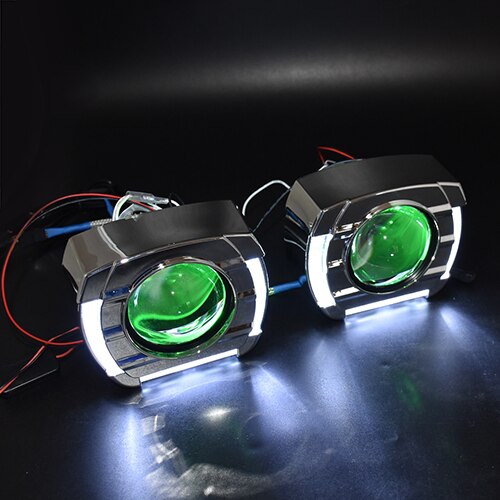 RONAN Car Styling LED optical Halo angel eyes Integrated shrouds masks 2.5'' Ver8.1 Bi xenon projector lens demon devil eyes: White-Yellow (Demon)