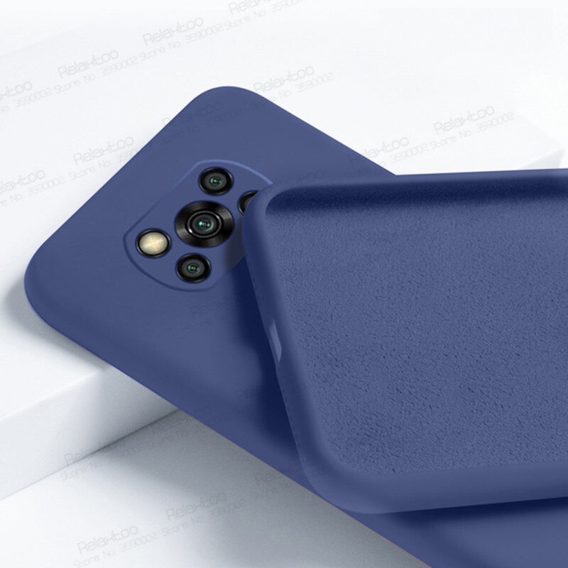 Dla przypadku Xiaomi Poco X3 NFC kolorowy płynny futerał silikonowy na Xomi Pocox3 Poko Poxo Pocophone X 3 3X odporny na wstrząsy telefon pokrywa Coque: poco x3 nfc / sapphire