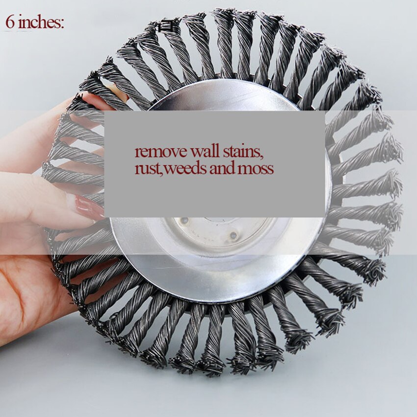Brosse à tête torsadée coupe gazon, tondeuse à gazon à disque, roue en acier, outils de jardin pour remplacer la tête d'une tondeuse à gazon: 6 inches