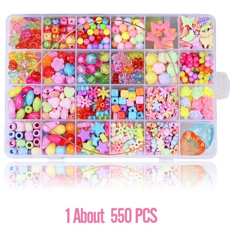 24 grade artesanal frisado brinquedos para crianças hama contas crianças artesanato diy pulseira colar fazer jóias kit meninas presente: Transparente