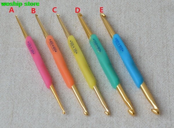 HAMANAKA-gancho de ganchillo de doble cabeza, encaje de ganchillo, estilo bolígrafo, dorado, Japón, 1 pedido = 1 unidad