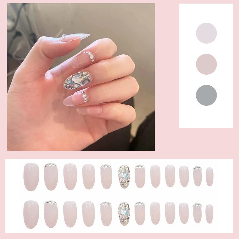 24 stk dekorerede falske presse negle fuld bor firkantet brud havfrue manicure patch aftagelig tryk på negle med design