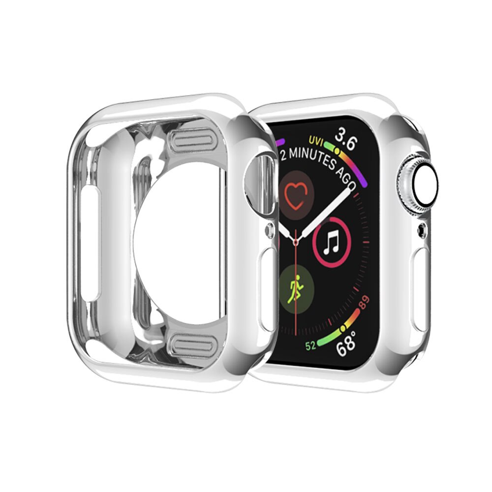 Coque fine en Silicone pour Apple Watch, protecteur d'écran, pour Apple Watch série 6 5 4 3 2 1, 42mm 38m 40mm 44mm, pour iWatch se/6: SILVER / Series 456 SE 44MM