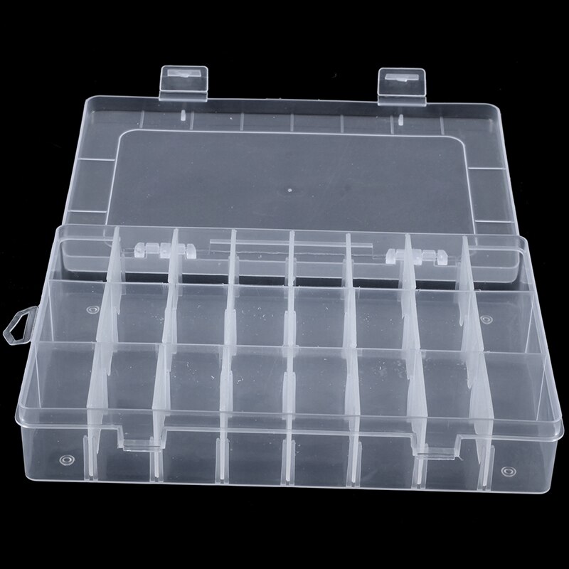 24 Compartment Slot Storage Box Practical Adjustable Plastic Case For Bead Rings Jewelry Display Organizer Storage Box Tool Cont