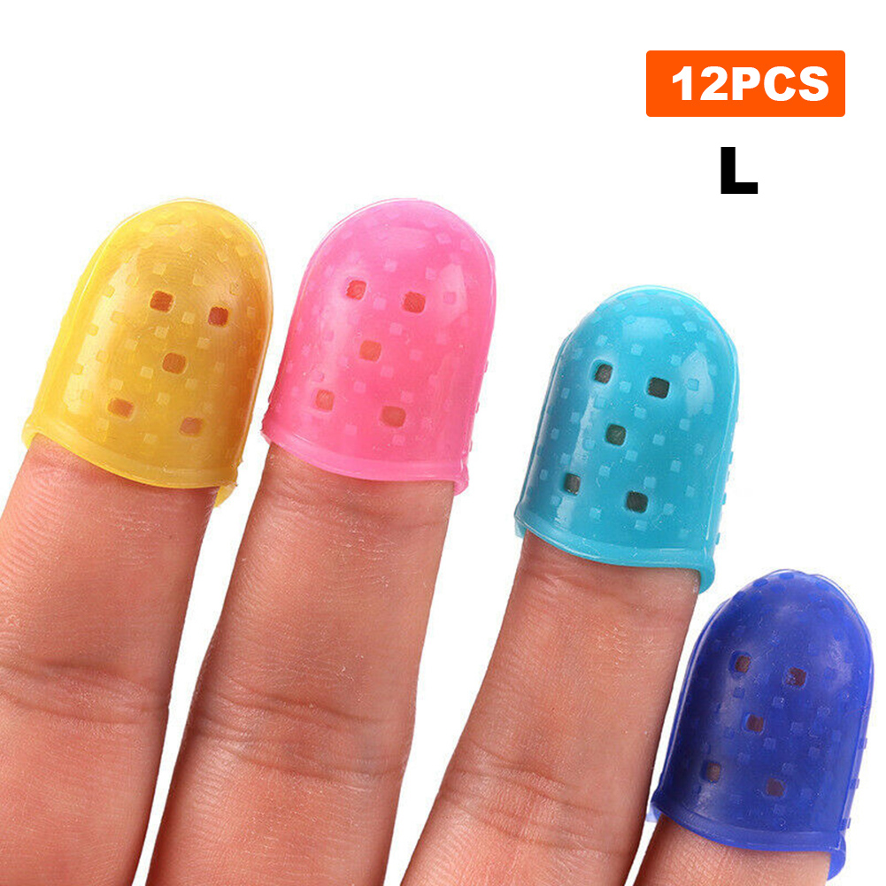 12 Pcs Thin Guitar Thumb Picks Finger Cap Protect Fingers for Splicing Line Pressing Elastic Ukulele Finger Hat: l
