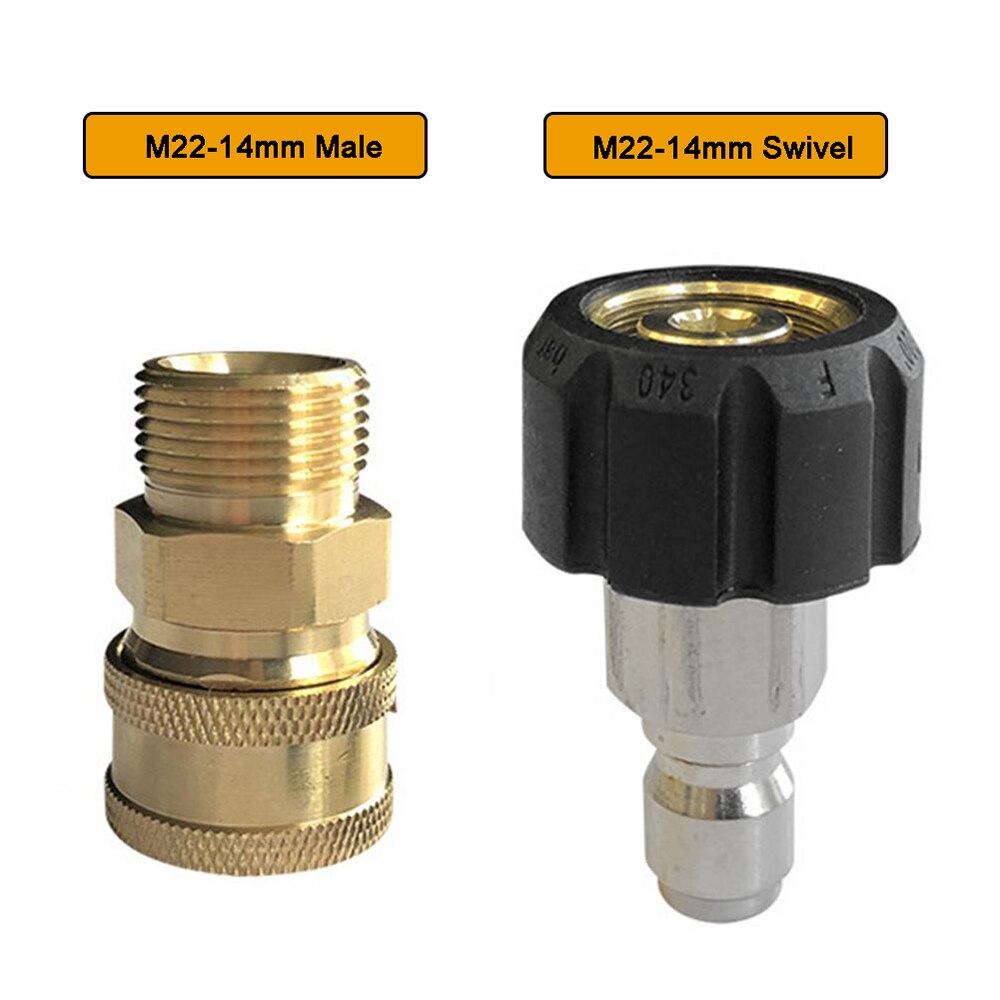 Car Accessories Copper 1/4 Inch High Pressure Cleaner Quick Connector Car Wash Adapter Water Gun Hydraulic Couplers Coupling M22