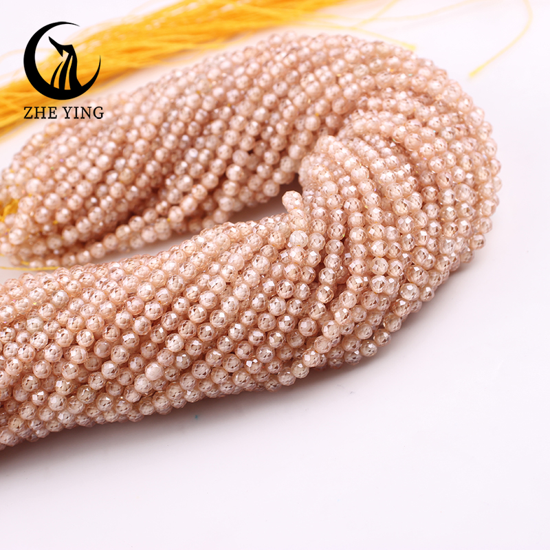 Zhe Ying 3mm Faceted Dark Blue Zircon Beads Small AAA Cubic Zirconia Beads for Bracelet Making DIY Jewelry Accessories: Champagne