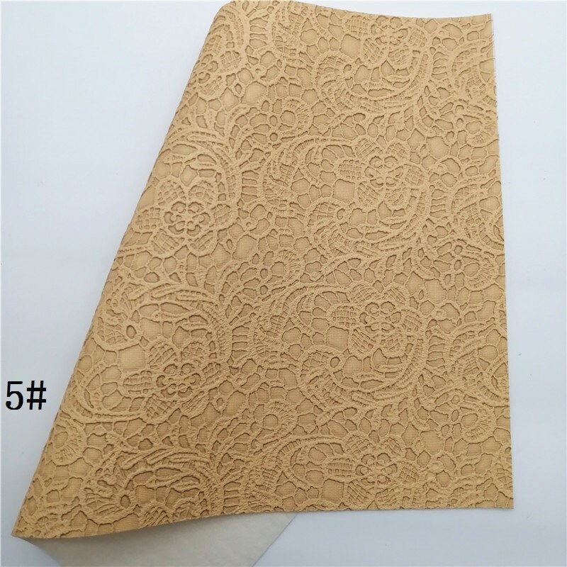 Pastel Colors Lace Embossed Synthetic Leather Faux Fabric Sheets Felt Backing Vinyl For Earrings bag Bows DIY 21X29CM GM2322A
