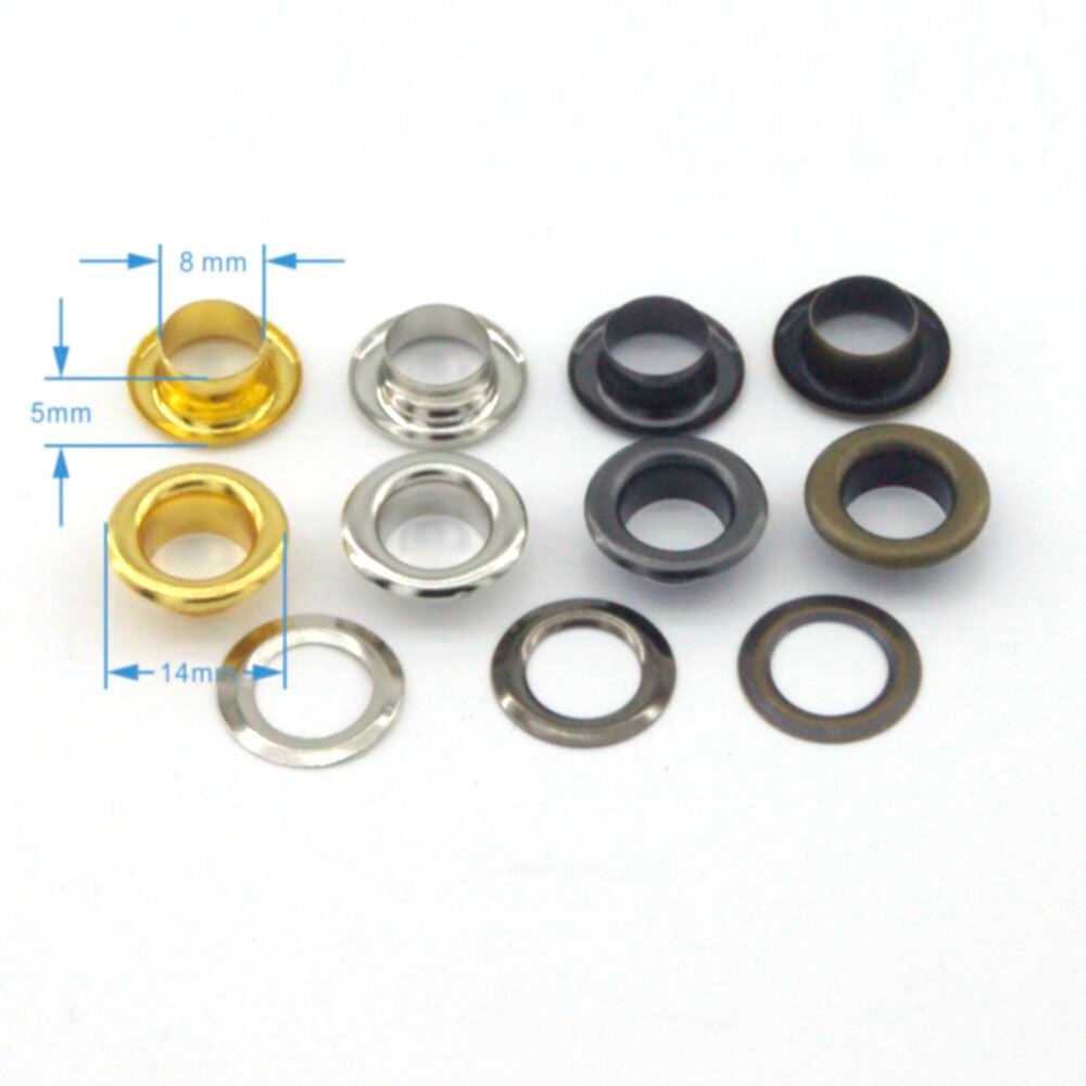 200sets/lot No Sew metal brass eyelets with washer 14mm*8mm small round metal grommets 7color 22#