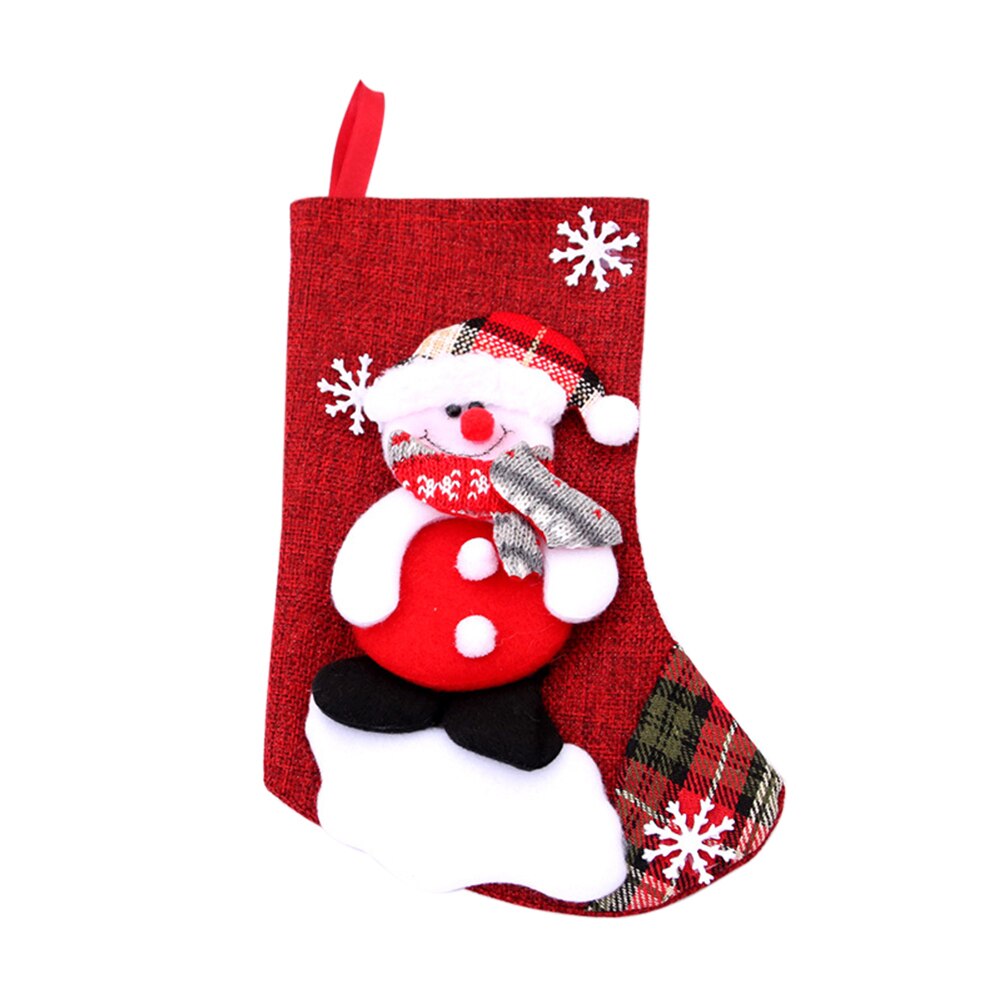 Noël arbre chaussettes dessin animé flocon de neige sac souple noël père noël bonhomme de neige Elk ours bas cheminée décor: Snowman