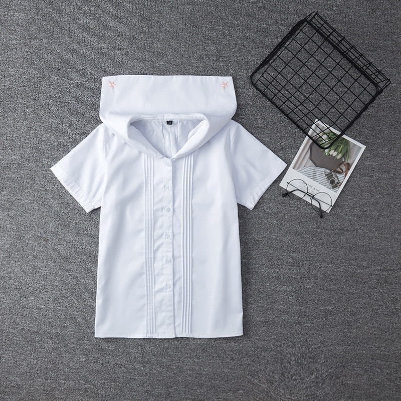 Wit Katoen Japanse Midden Hoge Student School Jurk Voor Meisjes JK Uniformen Zeilers Pak Korte Mouwen Wit Shirt Vrouwen Tops