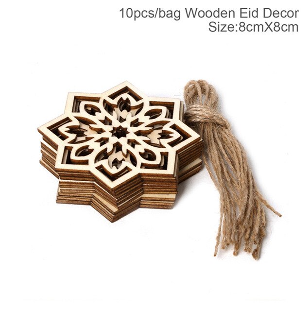 en bois Eid moubarak Ramadan décoration pour la nourriture Ramadan et Eid décor bricolage musulman Islam suspendus pendentifs Iftar déco: F