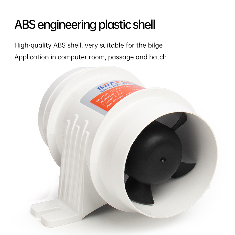 12V/24V 40A ABS Leises Luftgebläse Wasserdicht Hoher Luftstrom Inline-Gebläse Marine Bilge Boot Gebläsemotor Kunststoff