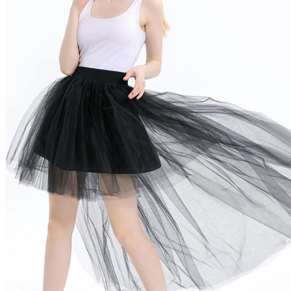 Falda de tul blanca para mujer, enagua tutú Hi-Lo de gasa con cola de golondrina, estilo informal largo, Punk gótico, cintura alta, de Carnaval