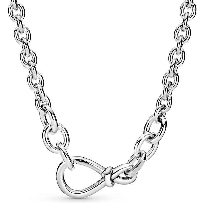 Original Chunky Unendlichkeit Knoten Perlen Schiebe Mich Link Schlange Kette Halskette Für 925 Sterling Silber Perle Charme DIY Schmuck: 1 / 60cm