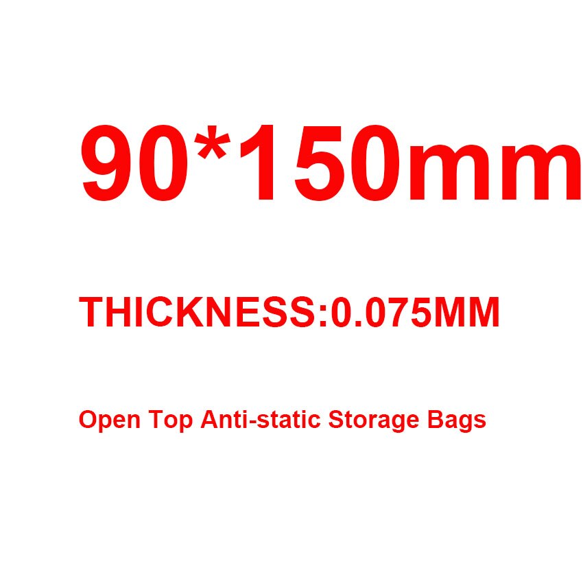 100pcs/lot Open Top Anti-Static Shielding Plastic Pack Packaging Bags ESD Anti Static Packing Bag Antistatic Storage Bag: 90x150mm