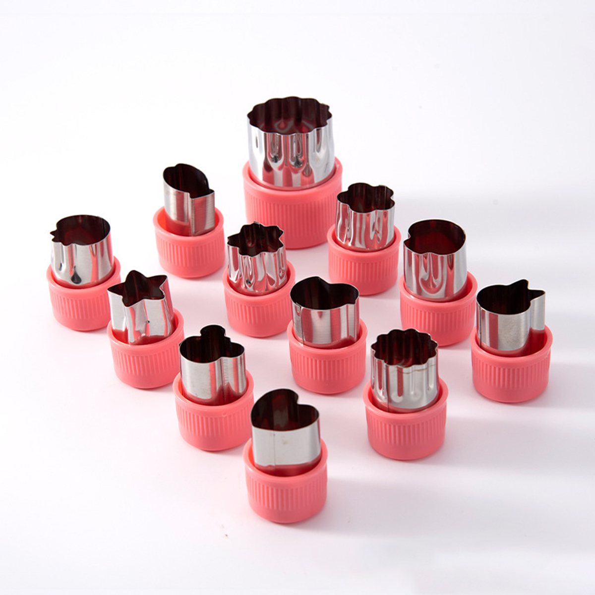 Leeseph 12 Pcs Vegetable Cutter Shapes Sets Mini Size Cutters Fruit Cutters Kids Food Cutters Pastry Stamps Mold Biscuits: Pink