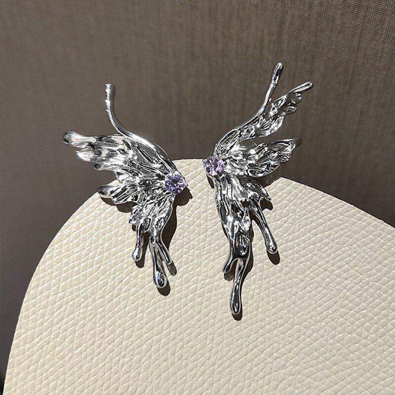 Punk Stijl Vloeibare Vlinder Stud Earring Voor Vrouw Cool Metalen Vlinder Oorbellen Y2K Esthetische Sieraden Party: Style-2