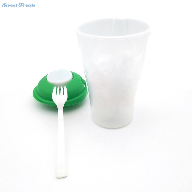 Fresh Salad Container Serving Cup Shaker with Dressing Container Fork Food Storage, Use This Bowl for Picnic, Lunch to Go