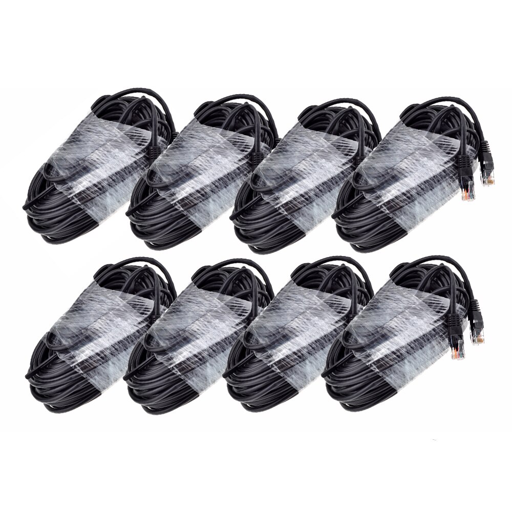 Gadinan 8pcs RJ45 CAT5E CAT5 LAN Ethernet Network Cable Black 20M 60ft special for IP PoE Camera System Set Kit