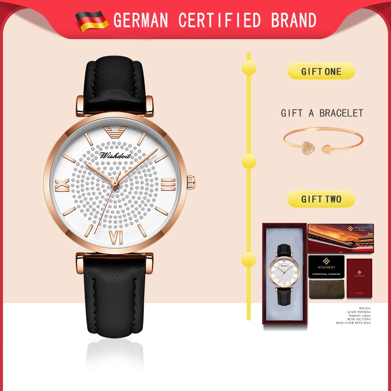 Gold Watch Women Watches Ladies Steel Women's Bracelet Watches Female Waterproof Clock Relogio Feminino: Black belt