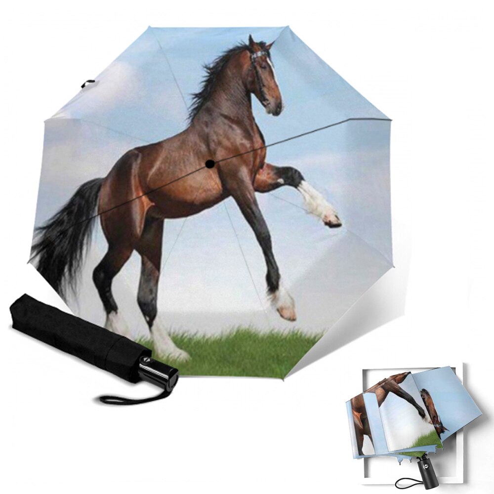 Fully-Automatic umbrella Horse Painting Parasol UV protection Aluminum Alloy Umbrellas Guarda Chuva Paragua Rain Gear: YSA2104