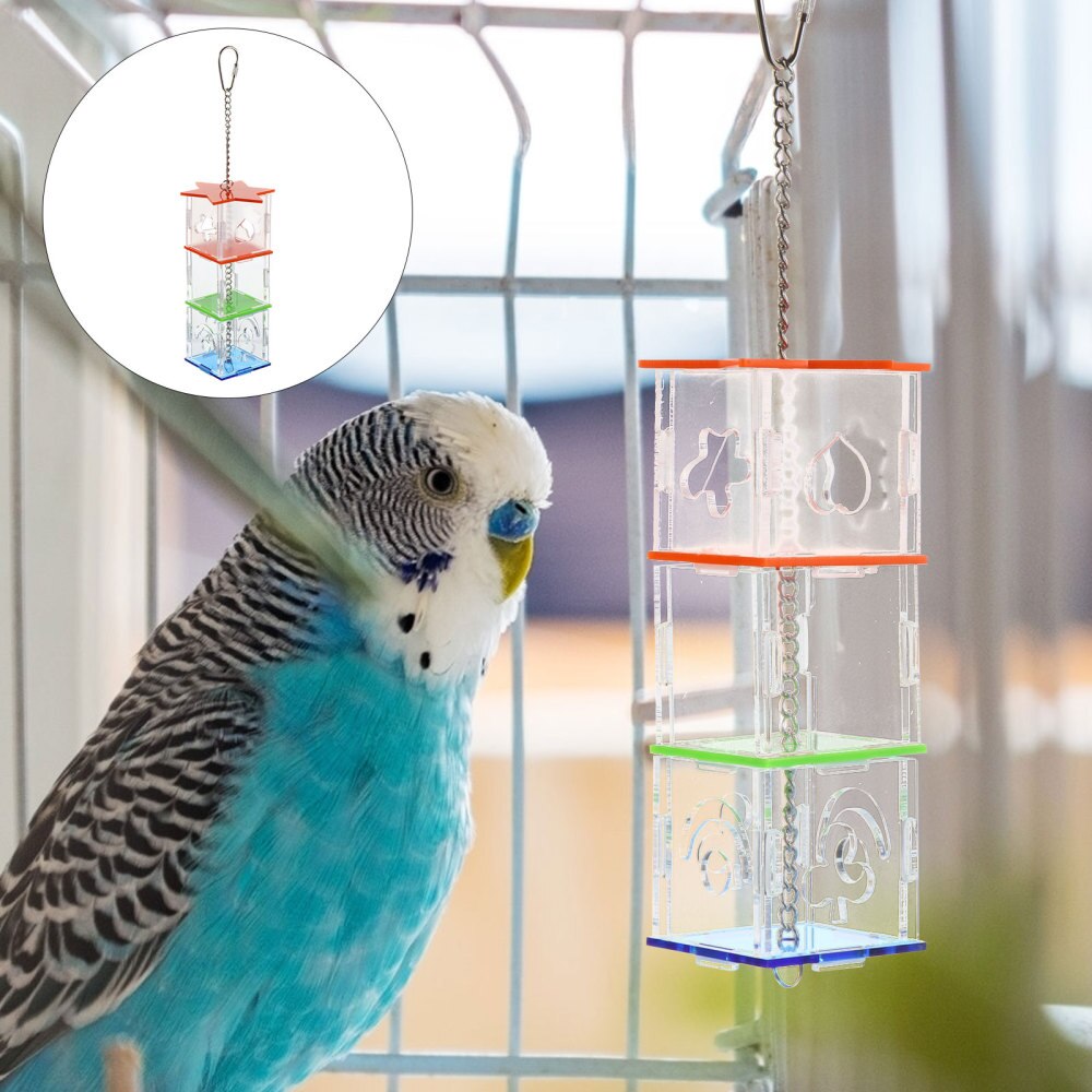Parrot Acrylic Feeder Feeding Box Parrot Bird Feeder Hanging Foraging