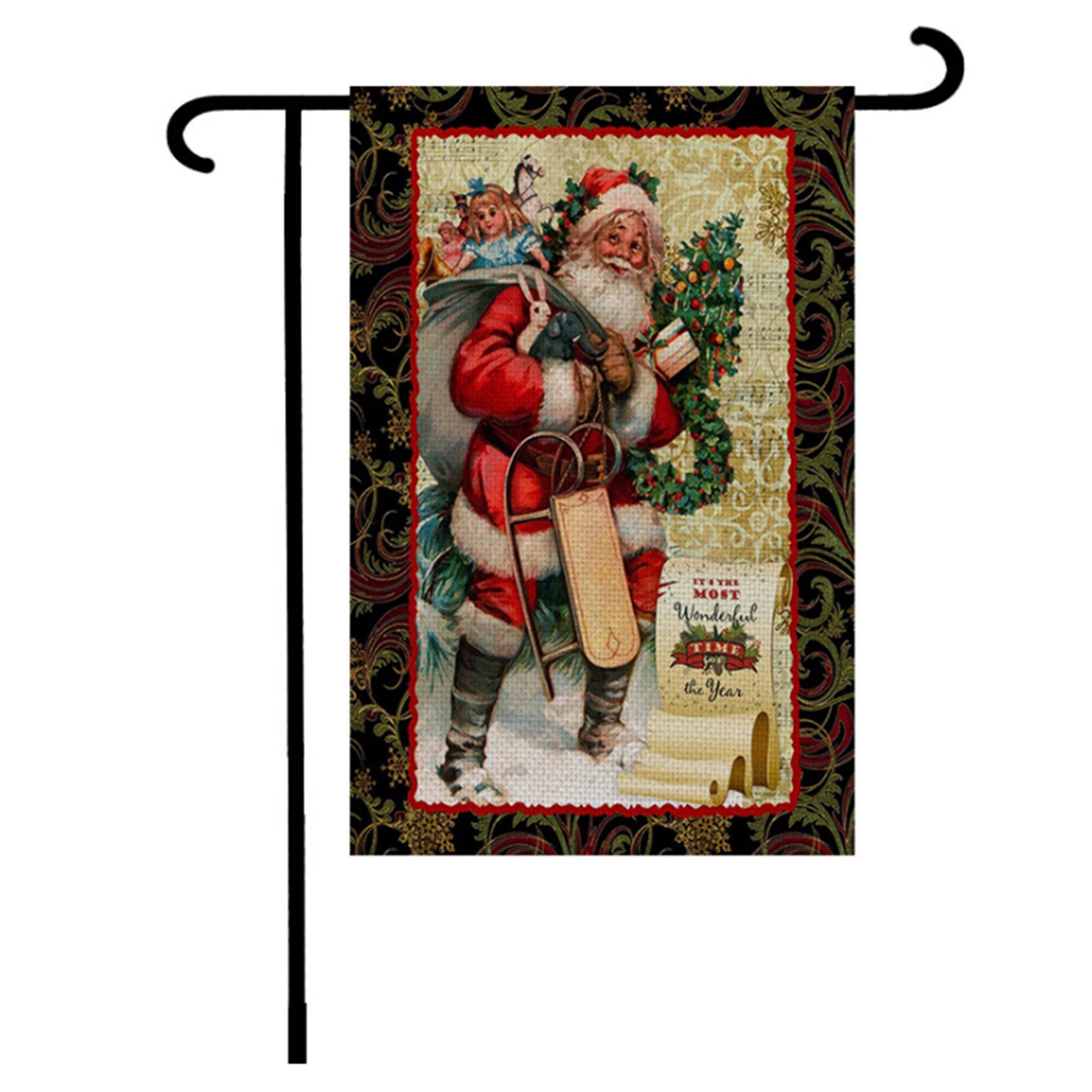 Drapeau de jardin de noël, Double face bonhomme de neige père noël Elk camion Vertical extérieur Yard drapeau pour les D \ u00e9cor: Style 6